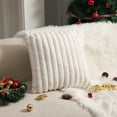 thumbnail image 2 of Uutvmp Christmas Faux Fur Plush Throw Pillow Covers 17.7x17.7 Inch, Luxury Soft Fluffy Striped Decorative Pillow Covers for Sofa, Couch, Living Room, 2 of 7