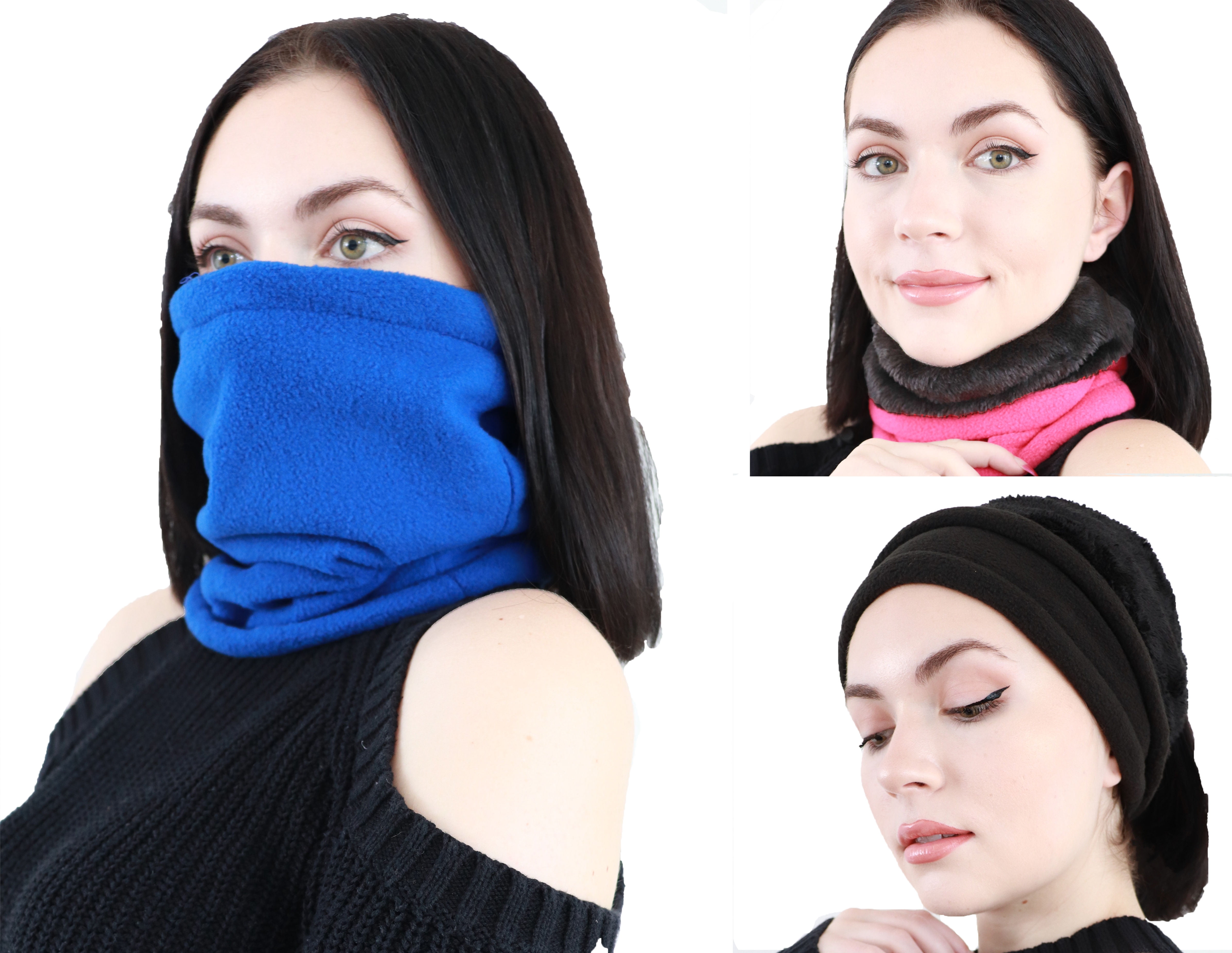 Winter Thermal Fleece Scarf Ski Face Cover Neck Warmer Snood Hood Balaclava Hat~ 