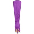 thumbnail image 2 of BLISSFUL STEP Women's Pointed Toe Stiletto Heels Knee High Boots Purple 7.5, 2 of 7