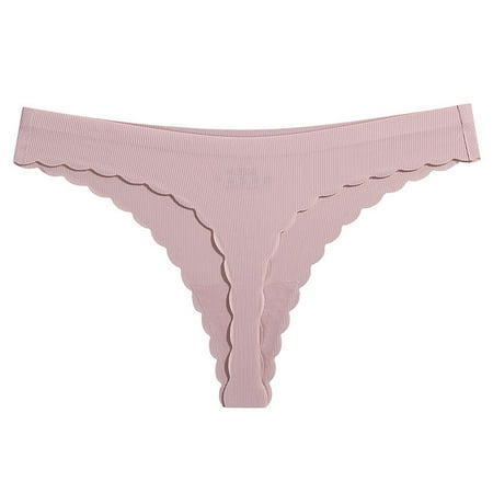 MZXELPRJD Womens Underwear Women s Solid Color Thong Seamless Ice Silk Low Waist Panties Plus Size Underwear for Women Khaki L
