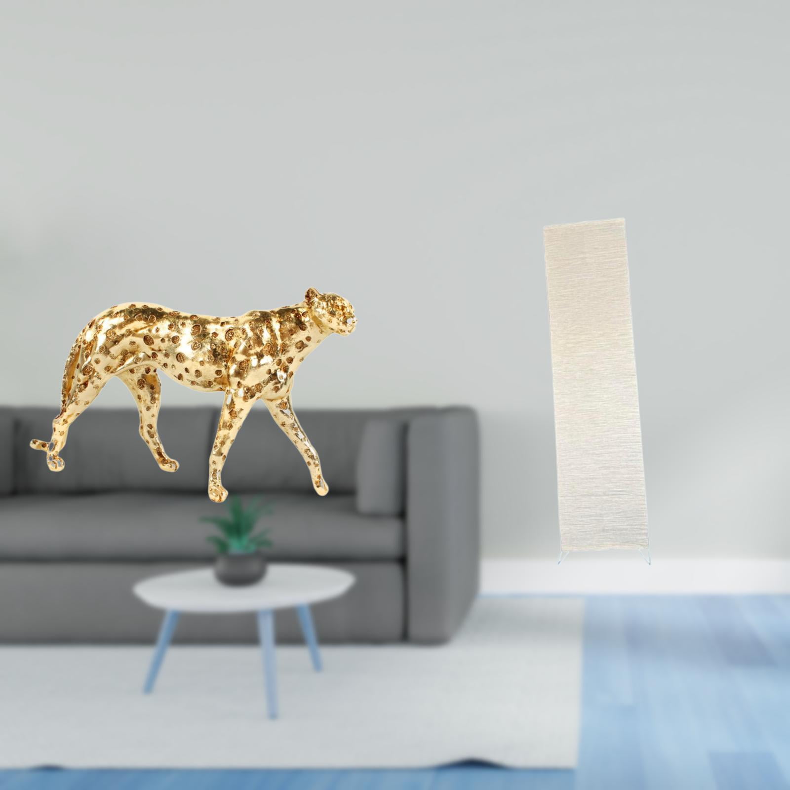 Cheetah Figurine Gold Sculpture Paper Floor Lamp Shade Resin Material for Living Room Office Desktop Decor