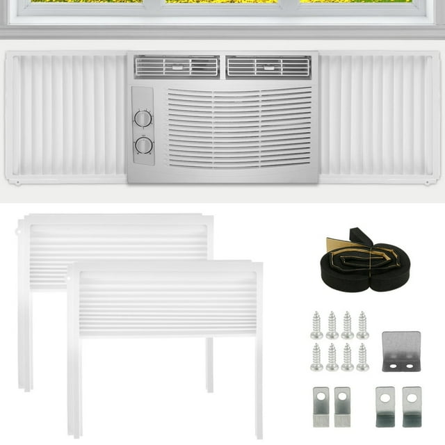 Window Air Conditioner Side Panels and Frame Set Air Conditioner Accordion Filler Kit Adjustable Insulation AC Side Panels Dust-proof AC Side Panels AC Accessories for Winter and Summer