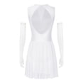 thumbnail image 2 of TiaoBug Women's Figure Skating Dress with Glitter Mesh Long Gloves 2-piece Ballroom Modern Dance Outfits White S, 2 of 7