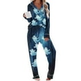 thumbnail image 1 of T-Shirts pour Femmes Imprimé Floral Col Rond Style Manches Longues pour Vacances Décontractées Fête Travail École Boîte de Nuit, 1 of 6
