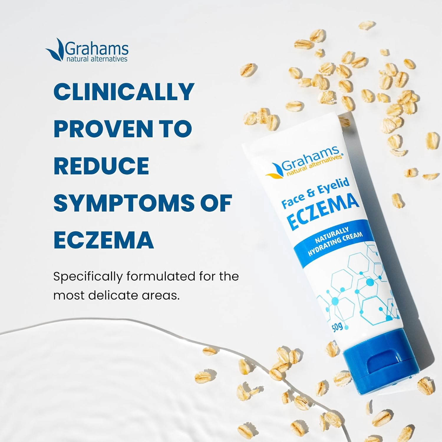 Grahams Natural Face & Eyelid Eczema Moisturizing Cream with Colloidal Oatmeal 2%, Steroid-Free, 1.76 oz