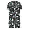 thumbnail image 5 of Qepwscx Women's Pajamas Sets Soft 2 Piece Summer Crew Neck Short Sleeve Sleepwear Pjs + Elastic Waist Short Lightweight Floral Print Tops PJs Graphic Pajama Sets Going Out Outfits Lounge, 5 of 6
