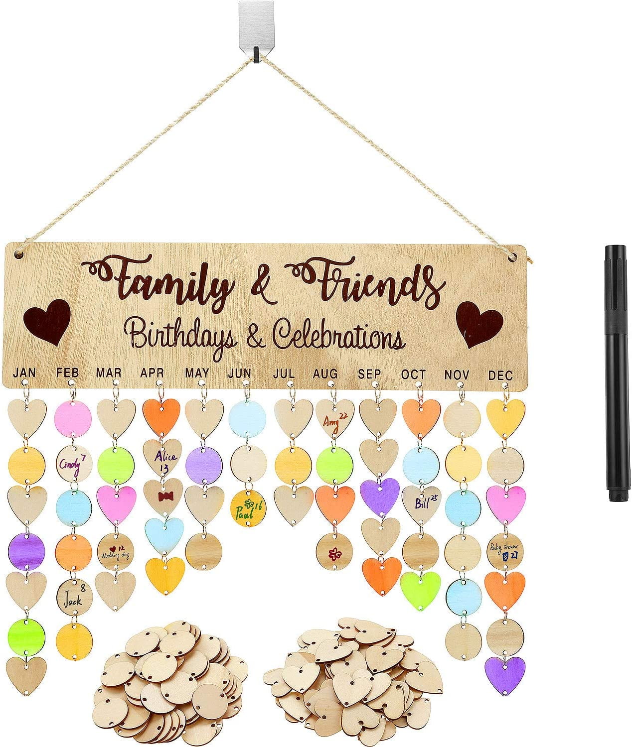 Family Friends Birthday Celebrations Reminder Calendar Wood Board Decor Family Friends Birthday Celebrations Reminder Calendar Wood Board Decor