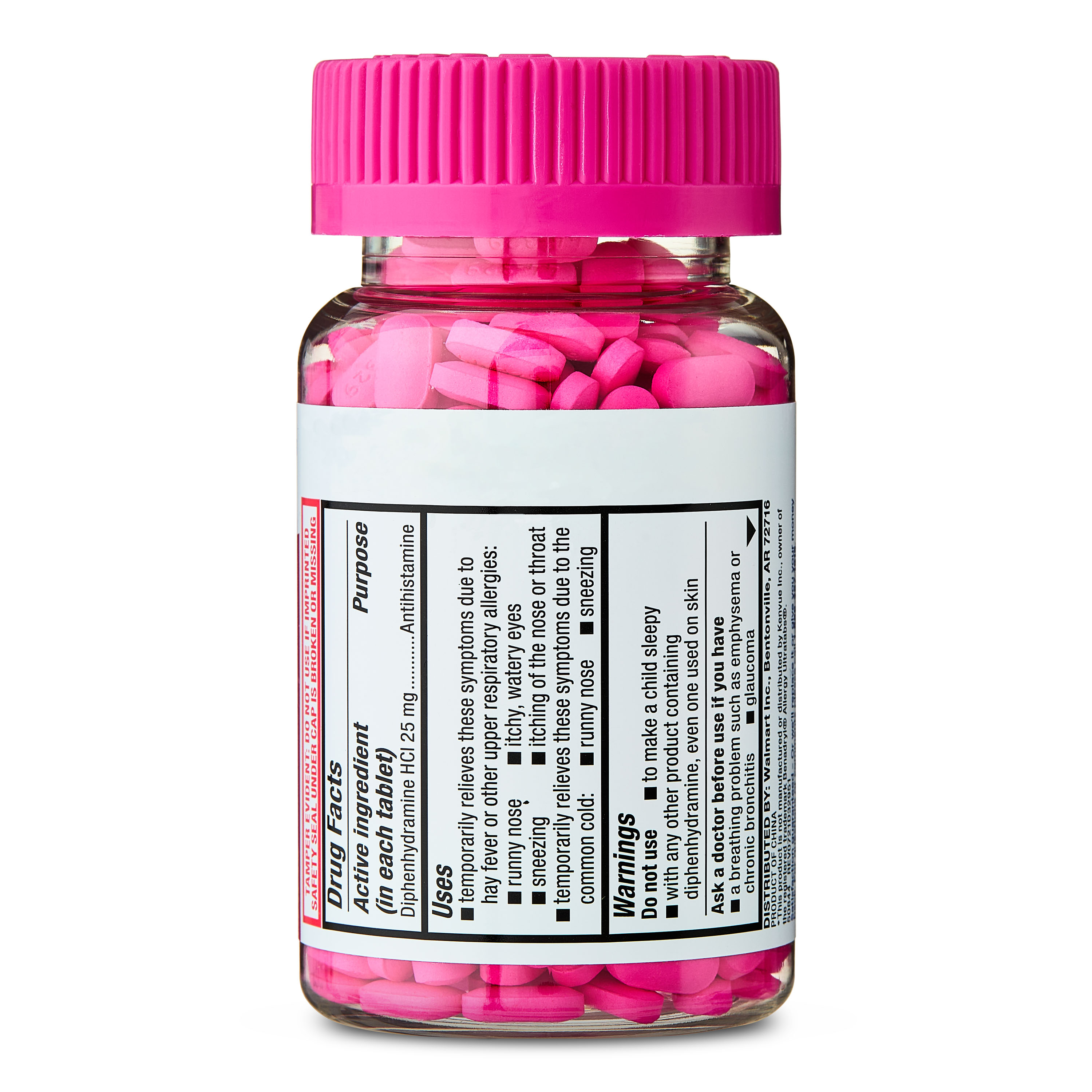 Equate Alivio de Alergias con Difenhidramina HCl 25 mg, Tabletas Antihistamínicas, 365 Unidades, Comparar con Benadryl® Allergy Ultra tab® Ingrediente Activo 7