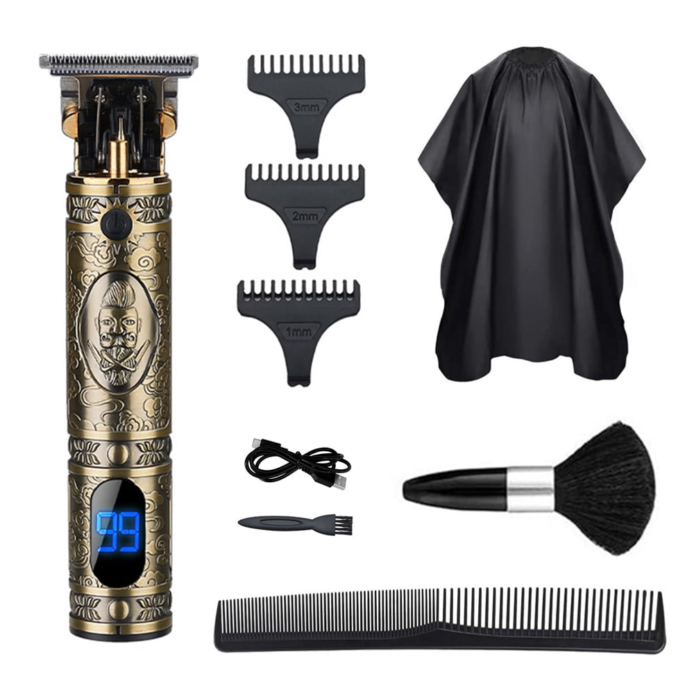 4pcs/set Hair Cutting Kit Electric Clippers LCD Digital Display Home Hair  Trimmer USB Rechargeable Hair Cutting Machine Salon Apron Neck Duster Brush  Comb 