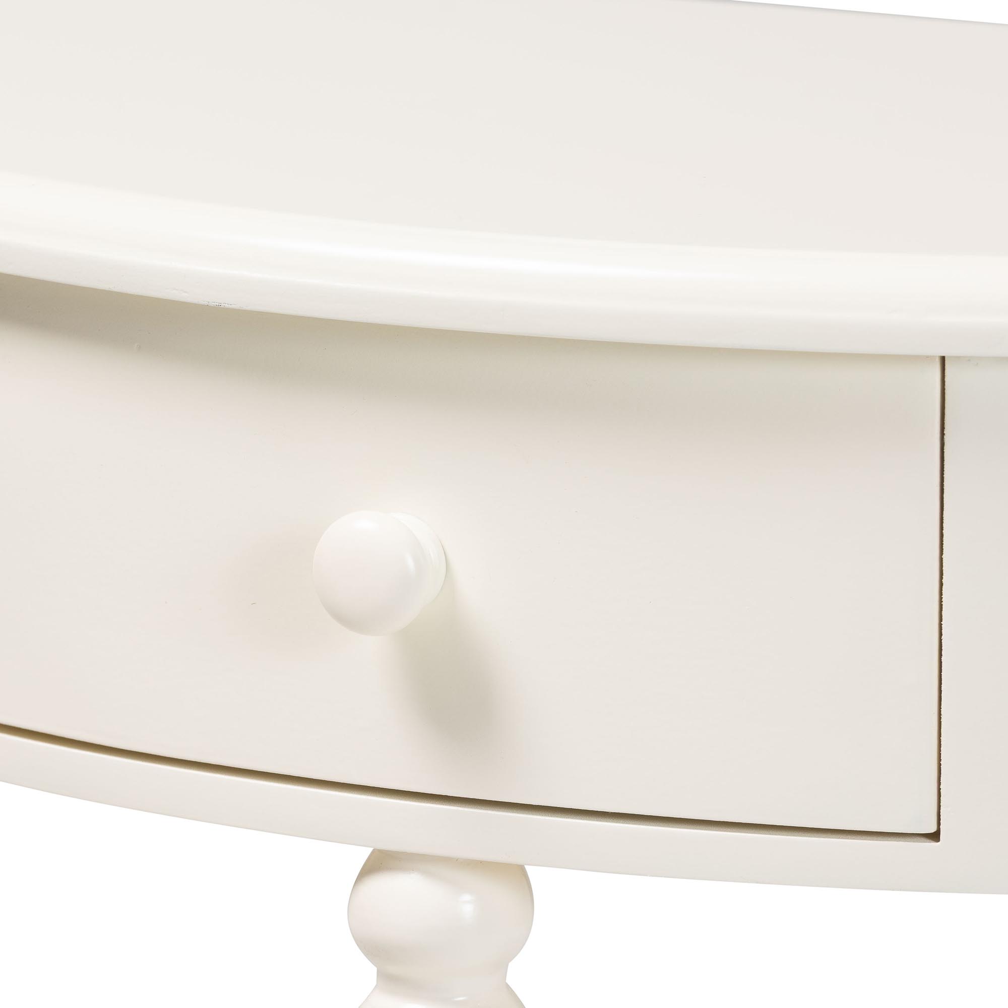 Baxton Studio Raynera Mid-Century Console Table, 1-Drawer, White