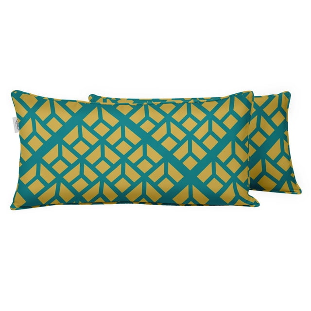 VargottamIndoor/OutdoorPolyester FabricLumbarPillowCover,All-Weather Waterproof Rectangular Cushion Case for Patio Furniture,12" x 20"Set of 2 -Abstracts-29