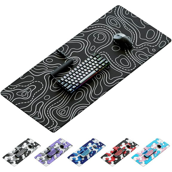 KEYBOARDS XXL Topographic Mouse Pad - Large Black and White Gaming Mousepad - Desk Mat for Keyboard and Mouse - Thick Artisan Mouse Pad for Desk (Black Topographic)