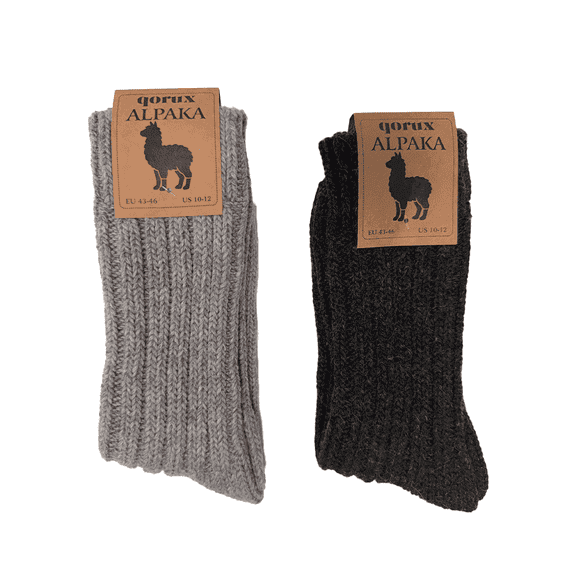 Alpaca Wool Socks, Thick Winter Crew Socks for Men & Women – Anthracite - Gray Warm Outdoor Boot Socks