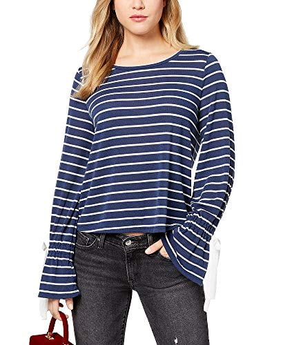 Maison Jules Striped Bell-Sleeve Sweater