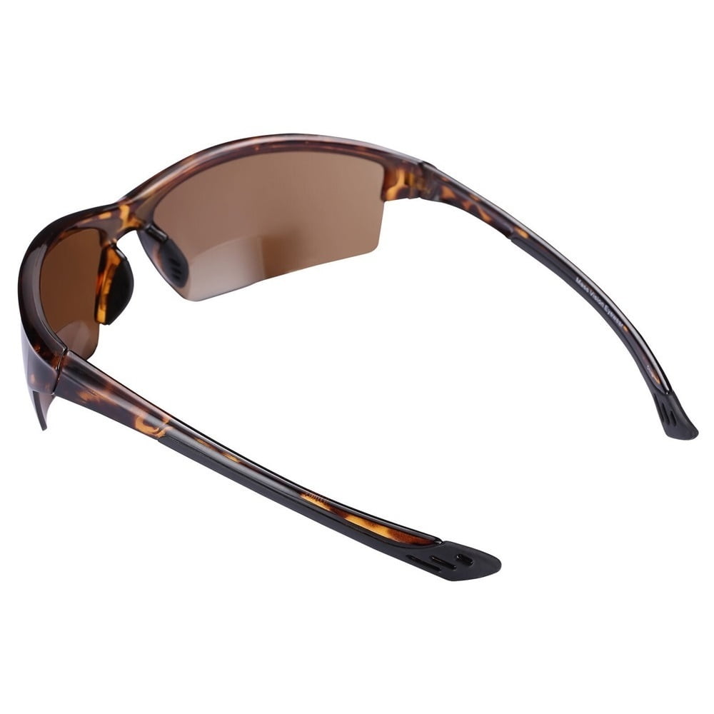 2 Pair of "The Skillful" Lightweight Sport Wrap Polarized Bifocal Sunglasses - Black/Tortoise - 1.50