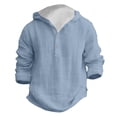 thumbnail image 4 of AWZXDE Boys Summer Hooded Shirt Long Sleeve Button Down Beach Top Breathable Solid Color Casual Wear For Youth Children Sky Blue, 4 of 4