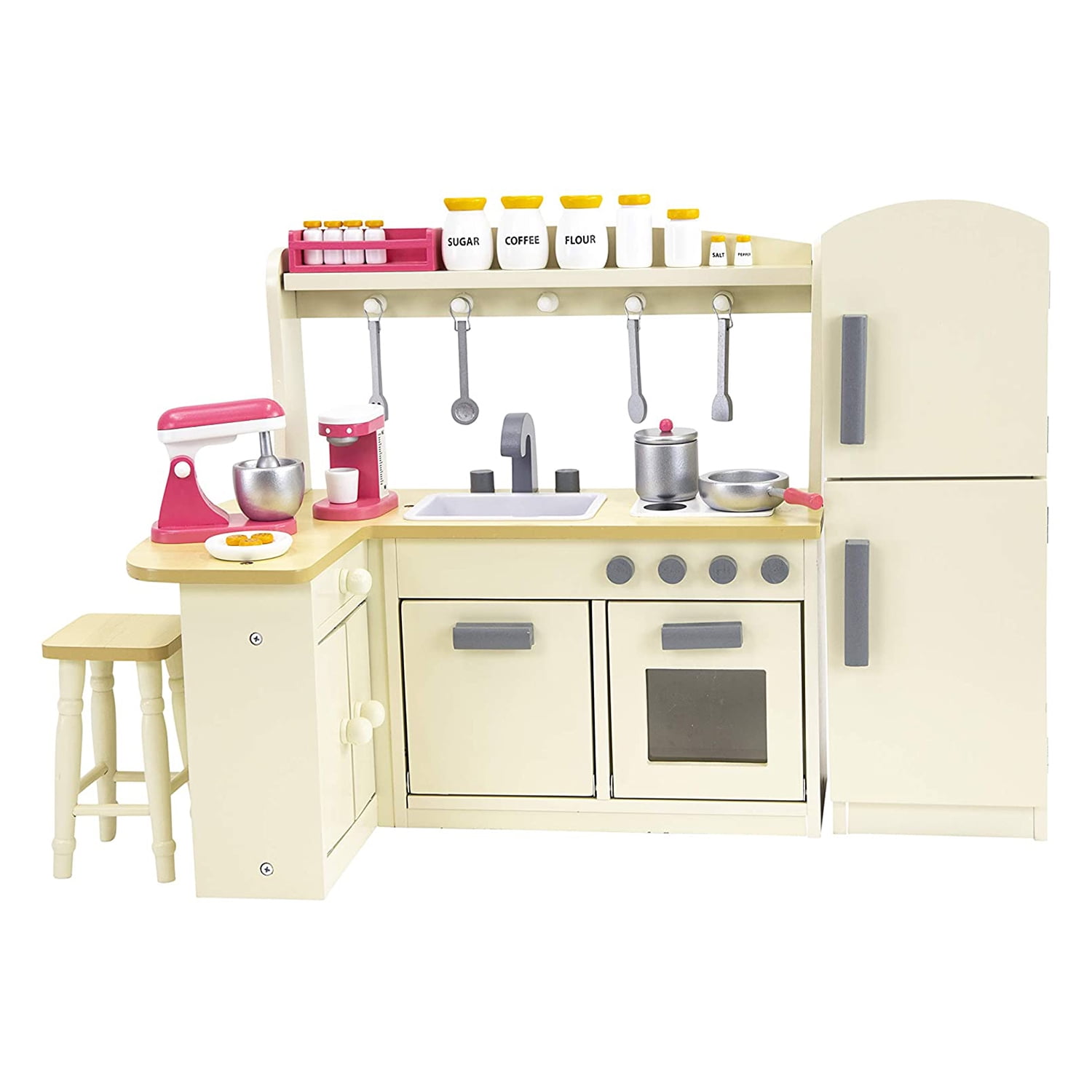 Playtime by Eimmie Wood Kitchen Playset w/ Accessories for 18 Inch