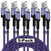 Type C Charger Fast Charging Cable 6ft,5PACK HopePow Usb A to Usb C Cable 6ft Charging Cable Android Charger High Speed Phone Charger Cord Type C Fast Charging,Purple