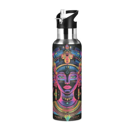 

600/1000ML Stainless Steel Sport Water Bottle with Straw Lid Leak Proof Vacuum Insulated Mug for Outdoor Activities Cycling Running & Walking Cyberpunk Neon Colors