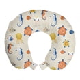 thumbnail image 1 of Nautical Travel Pillow Neck Rest, Colorful Nursery Themed Concept of Seahorses Octopus and Fish Drawings, Memory Foam Traveling Accessory Airplane and Car, 12", Eggshell Multicolor, by Ambesonne, 1 of 2