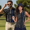 thumbnail image 6 of Uorisanigo US Flag Couple Matching Outfit Mens Golf Shirts Size S Quick Dry Short Sleeve Shirts for Work Athletic and Womens Zipper Shirt 1/4 Zip Up Sleeveless Racerback Workout Tops, 6 of 8