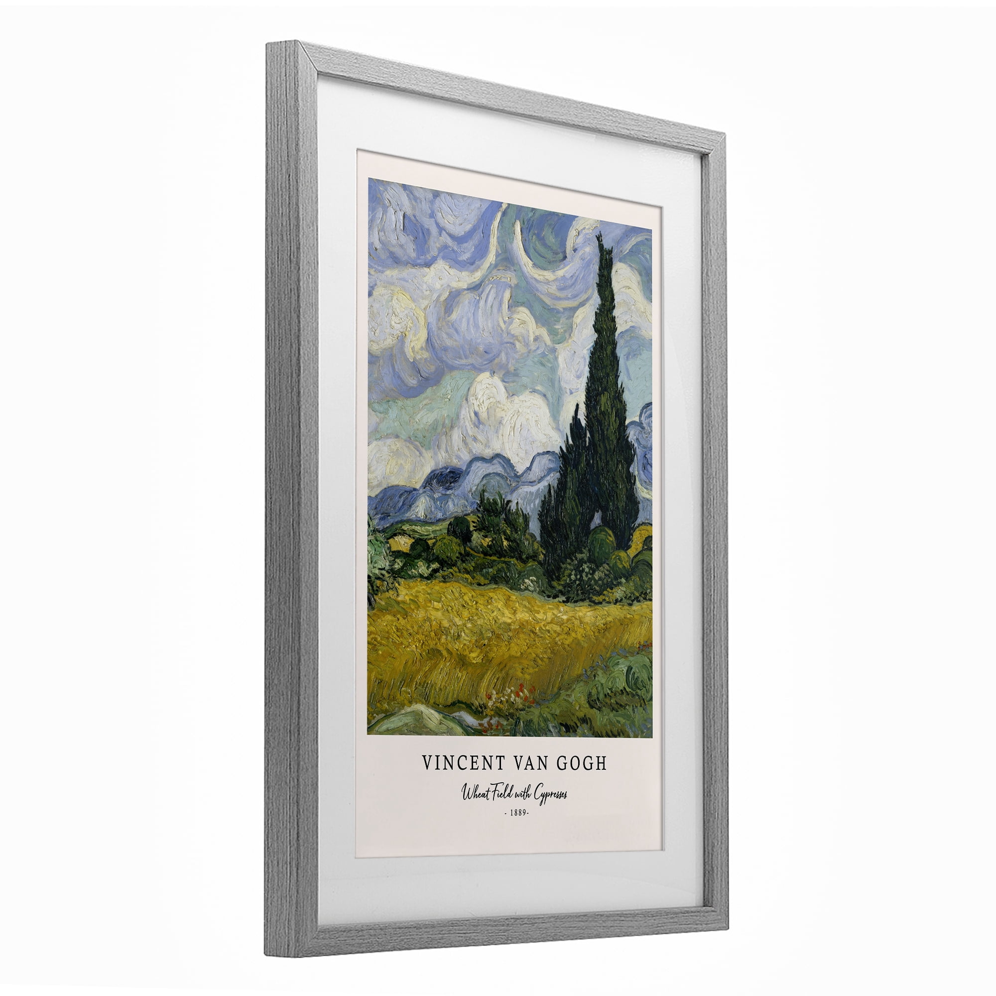 Stupell Industries Classic Wheat Fields with Cypresses Gray Framed Print Under Glass, design by Vintage Hustle