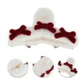 thumbnail image 2 of Unique Bargains 1 Pc Fashion Bow Fleece Hair Clips for Home Red White, 2 of 5