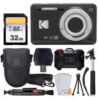 Kodak PIXPRO FZ55 Camera Bundle, Black with Case, 128GB SDXC Card