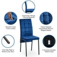 thumbnail image 3 of Dining Chairs Set of 2, Velvet Fabric Upholstered Dining Room Accent Chairs with High Back and Black Metal Legs, Modern Armless Side Chairs for Kitchen, Dining Room and Living Room, Dark Blue, 3 of 4