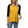 thumbnail image 4 of zaveiop Women's Color Block 3/4 Raglan Sleeves T-Shirt Loose Crew Neck Casual Tops Trendy Basic Pullover Casual Outfits 2025 (Z-Yellow, XXL), 4 of 6