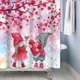 thumbnail image 4 of Valentine''s Day Shower Curtain Red Hearts Bathroom Curtain Set with Hooks, Valentine Gnomes Water Repellent Shower Curtain 72W x 72L inch, 4 of 6