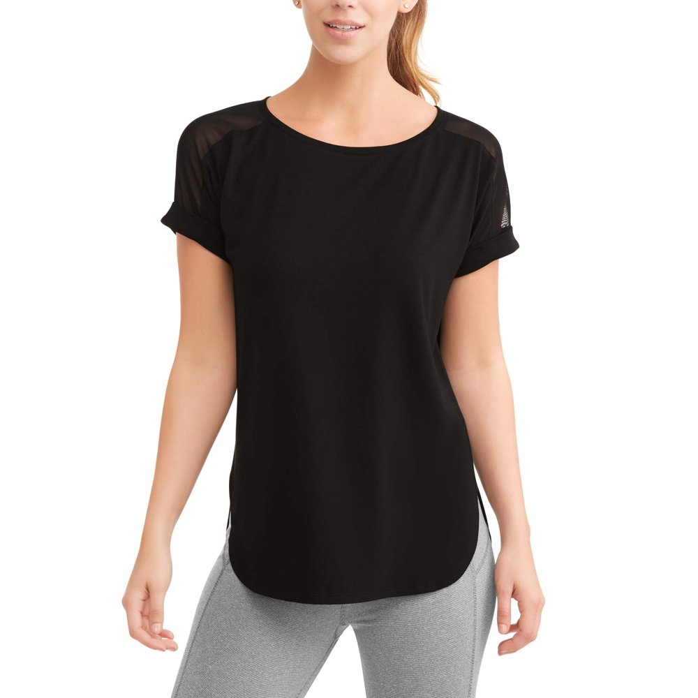 Avia Women's Active Short Sleeve Crewneck TShirt With Mesh Insert