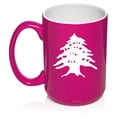 thumbnail image 2 of Cedar Tree Lebanon Lebanese Ceramic Coffee Mug Tea Cup Gift for Her, Him, Women, Men, Sister, Brother, Friend, Mom, Dad, Grandma, Grandpa, Daughter, Son, Birthday, Hiking, Nature (15oz Hot Pink), 2 of 2