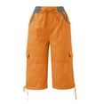 thumbnail image 3 of Baqcunre Womens Cargo Pants Women Multi Pocket Trousers Outdoor Casual Cropped Pants Overalls Thin Loose Cargo Shorts Womens Shorts Women'S Pants Orange XXL, 3 of 6
