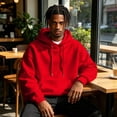 thumbnail image 6 of Mens Hooded Fashion Long Sleeve Hoodies Casual Drawstring with Pockets Pullover Sweatshirt for Men Red M, 6 of 7