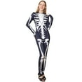 thumbnail image 6 of Notus Skeleton Bodysuits for Halloween Women's Sexy Skeleton Costume Cosplay Bodysuit Outfit Zip Up Jumpsuit Black XS, 6 of 7