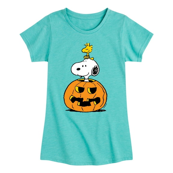 Peanuts - Snoopy Woodstock Pumpkin - Toddler And Youth Girls Short Sleeve Graphic T-Shirt