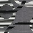 thumbnail image 3 of 84 X 60 Inches Polyester Rug with Abstract Geometric Striped Rings, Gray and White- Saltoro Sherpi, 3 of 4