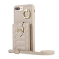 thumbnail image 3 of Nalacover for iPhone 8 Plus/iPhone 7 Plus Ring Holder Crossbody Wallet Case with Credit Card Slots, Lanyard Shoulder Strap Premium PU Leather Wrist Hand Strap Cover with Kickstand,Beige, 3 of 10