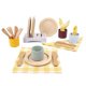 thumbnail image 1 of Pillowhale Juego de platos y platos de juguete de madera, juego de cubiertos y platos de cocina, 21 piezas, juego de cocina para niños, accesorios para niños pequeños, niñas a partir de 3 años, 1 of 1