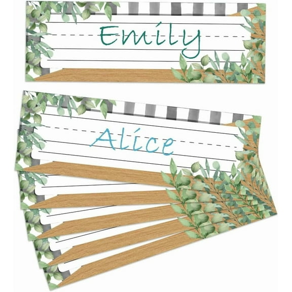 40pcs Name Plates Name Tags Name Labels Writable Paper Name Stickers Leaf Pattern Adhesive Name Dectors for Desk Settings Whimsy Classroom Dector ry School Supplies 9x3 Inch Colorful