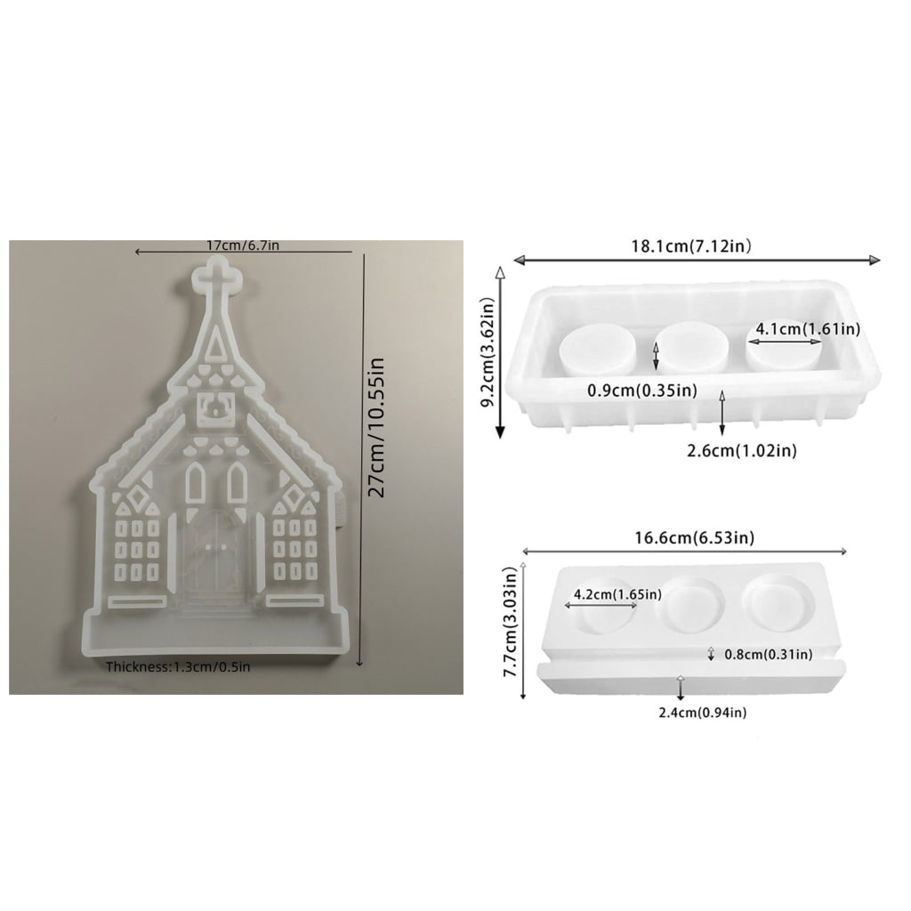 Church Shaped Candlestick Mold Silicone Candle Holder Mould Easy to Demold Candle Base Moulds Gypsum Home Ornaments Mold
