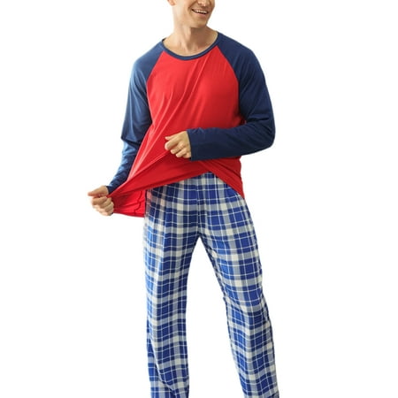 

Matching Family Pajamas Set Classic Long Sleeve Raglan Tops + Plaid Pants Set Sleepwear