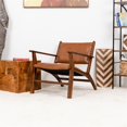 thumbnail image 3 of Fauteuil d'Appoint en Cuir Cognac Tan à Grand Dessus, Style Mobilier Moderne Sahana, 3 of 6