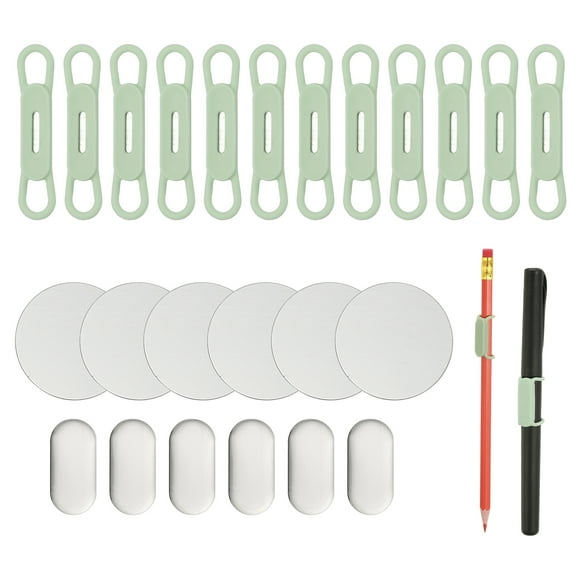 Uxcell 12 Pcs Soporte Magnético para Lápiz, Soporte de Lápiz Flexible de Silicona Ajustable con 6 Hojas de Metal para Refrigerador, Pizarras, Escritorio, Clipboard, Verde