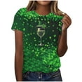 thumbnail image 2 of Ounisa St Patricks Day Women Shamrock Clover Graphic Casual T Shirt Short Sleeve Tee Tops, 2 of 6