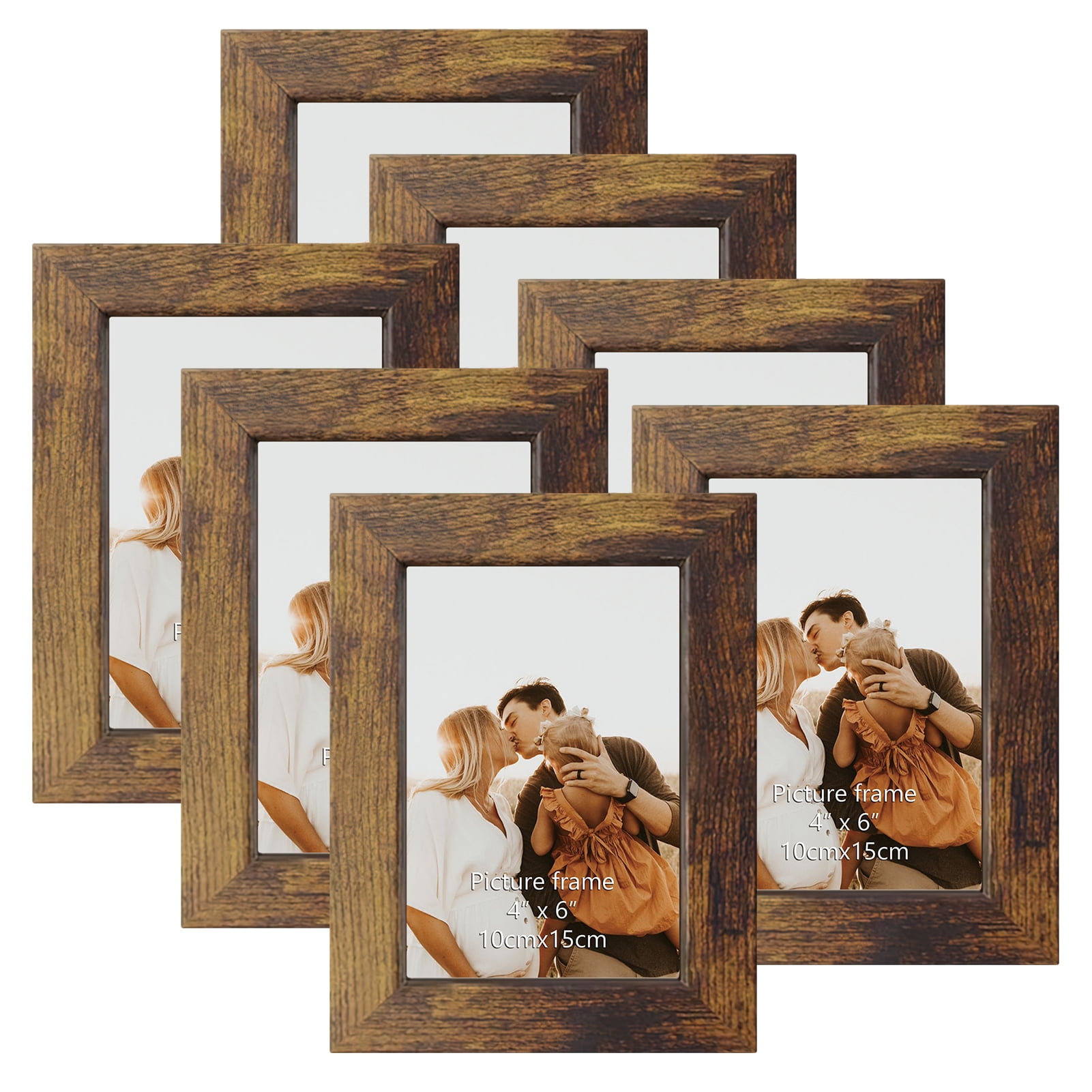 ZBEIVAN 2 Pack 4x6 Picture Frames Set Vintage Brown Art Rustic Photo Frame for Tabletop Stand or Wall Hanging