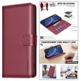 thumbnail image 2 of Compatible With iPhone 15 Wallet Case,PU Leather Flip Folding Kickstand,With [RFID Blocking] Card Holder,Magnetic Closure,Shockproof Anti-fall Rugged Phone Case Cover,Red, 2 of 9