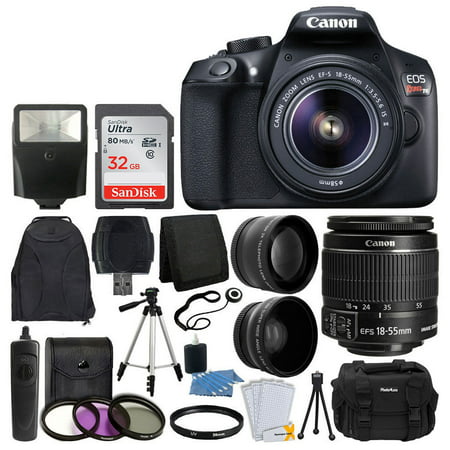 Canon EOS Rebel T6 Digital SLR Camera with 18-55mm EF-S f/3.5-5.6 IS II Lens + 58mm Wide Angle Lens + 2x Telephoto Lens + Flash + 48GB SD Memory Card + UV Filter Kit + Tripod + Full Accessory