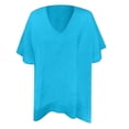 thumbnail image 4 of JIAYUE Womens Sweaters Solid Color Elbow-Length Drop Shoulder V-Neck Oversized Pullover For Ladies Soft Comfy Seasonal Loungewear, 4 of 4